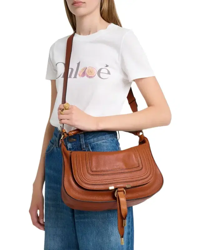Marcie Medium Saddle Shoulder Bag in Leather