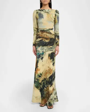Libertine Modernist Landscape Belted Long-Sleeve Maxi Dress | Thumbnail 2 Libertine Modernist Landscape Belted Long-Sleeve Maxi Dress | Thumbnail 2