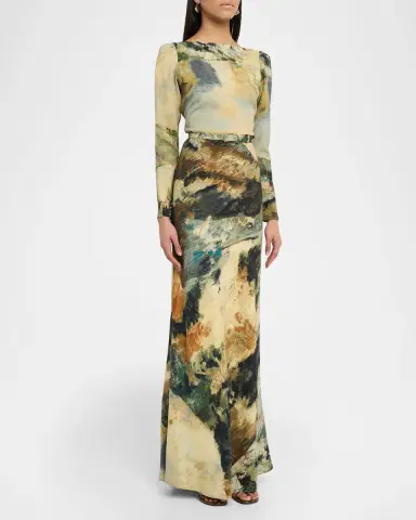 Libertine Modernist Landscape Belted Long-Sleeve Maxi Dress | Thumbnail 4 Libertine Modernist Landscape Belted Long-Sleeve Maxi Dress | Thumbnail 4