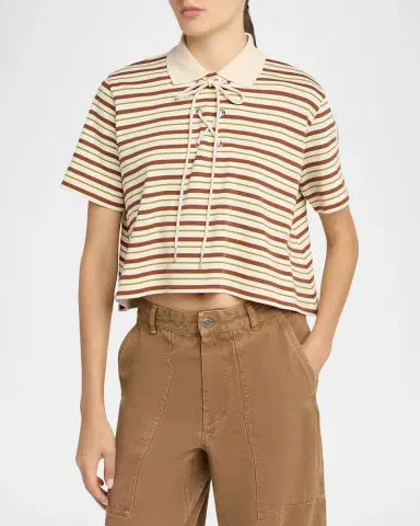 Moncler Lace-Up Stripe Polo Shirt | Thumbnail 4 Moncler Lace-Up Stripe Polo Shirt | Thumbnail 4
