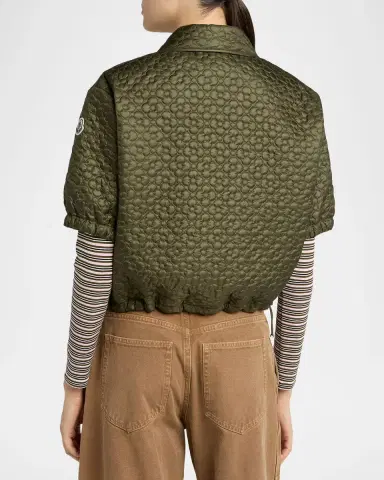 Moncler Floral-Quilted Short-Sleeve Padded Shirt | Thumbnail 3 Moncler Floral-Quilted Short-Sleeve Padded Shirt | Thumbnail 3