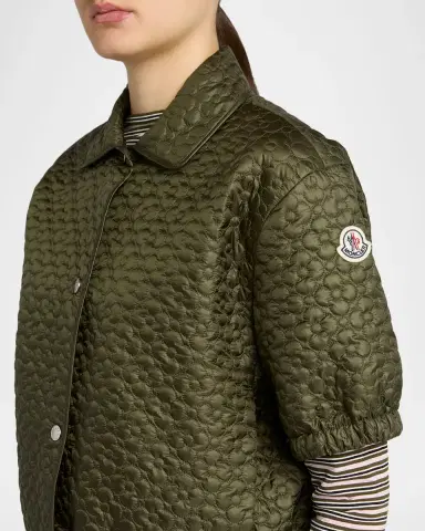 Moncler Floral-Quilted Short-Sleeve Padded Shirt | Thumbnail 5 Moncler Floral-Quilted Short-Sleeve Padded Shirt | Thumbnail 5