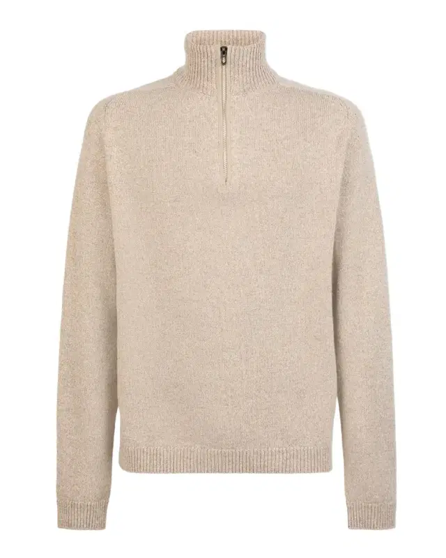 Men 's Cashmere Mouline Half-Zip Sweater