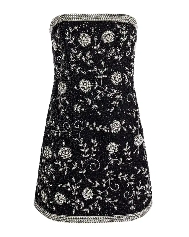 ALICE + OLIVIA Katia Embellished Strapless Mini Dress