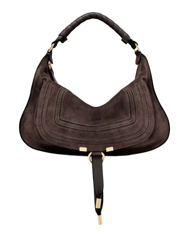 Chloe Marcie Medium Saddle Shoulder Bag in Suede