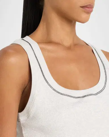 Brunello Cucinelli Monili Scoop-Neck Rib Tank Top | Thumbnail 5
