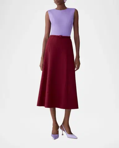 Carolina Herrera Colorblock Sleeveless Belted Midi Dress | Thumbnail 2