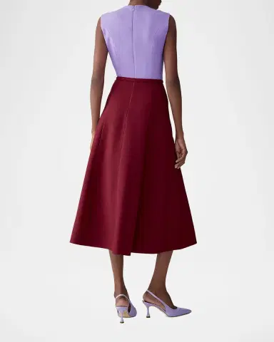 Carolina Herrera Colorblock Sleeveless Belted Midi Dress | Thumbnail 3