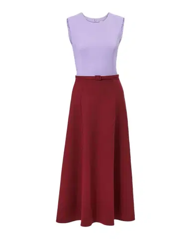 Carolina Herrera Colorblock Sleeveless Belted Midi Dress | Thumbnail 1