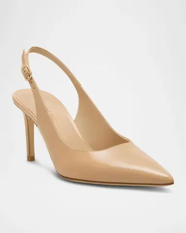 Stuart Weitzman 75mm Stuart Power Leather Slingback Pumps | Thumbnail 2