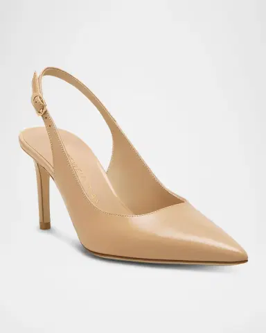 Stuart Weitzman 75mm Stuart Power Leather Slingback Pumps | Thumbnail 3