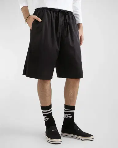 Dolce & Gabbana Men 's Cotton Poplin Drawstring Bermuda Shorts | Thumbnail 4