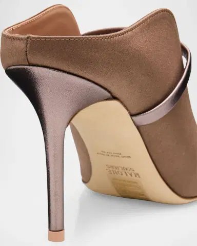 Malone Souliers 85mm Maureen Satin Mules with Double Metallic Nappa Leather Straps | Thumbnail 3 Malone Souliers 85mm Maureen Satin Mules with Double Metallic Nappa Leather Straps | Thumbnail 3