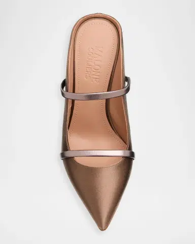 Malone Souliers 85mm Maureen Satin Mules with Double Metallic Nappa Leather Straps | Thumbnail 4 Malone Souliers 85mm Maureen Satin Mules with Double Metallic Nappa Leather Straps | Thumbnail 4