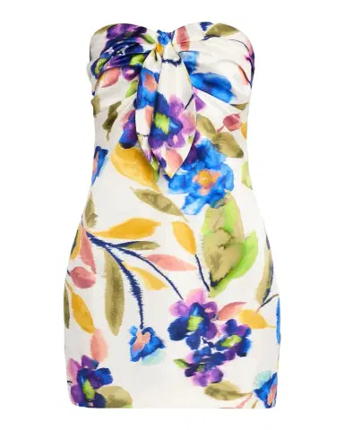 Ramy Brook Orion Strapless Tie-Front Satin Mini Dress | Thumbnail 1 Ramy Brook Orion Strapless Tie-Front Satin Mini Dress | Thumbnail 1
