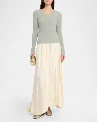 Vince Metallic High-V Knit Top | Thumbnail 2