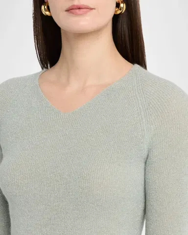 Vince Metallic High-V Knit Top | Thumbnail 5