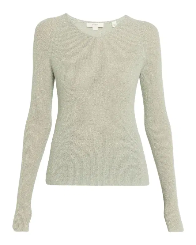 Vince Metallic High-V Knit Top