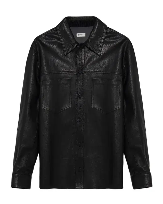 Simkhai Men's Gibson Leather Shirt Jacket