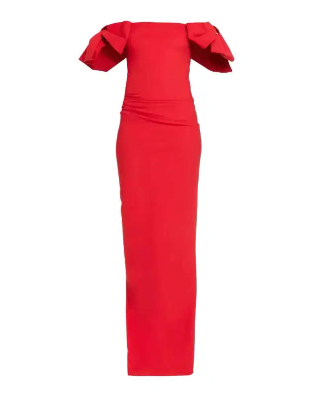 Bunjirai Off-Shoulder Bow Column Gown