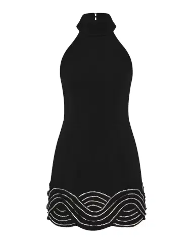 Rebecca Vallance Bellatrix Low-Back Rhinestone Halter Mini Dress | Thumbnail 1 Rebecca Vallance Bellatrix Low-Back Rhinestone Halter Mini Dress | Thumbnail 1