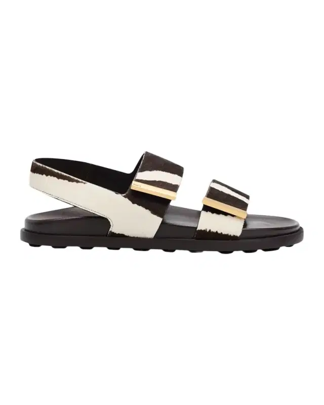 Tod 's Zebra-Printed Calf Hair Slingback Sandals