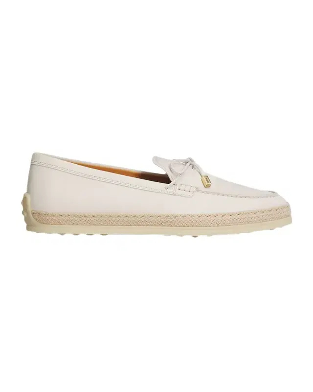 Tod's Leather and Raffia Loafers