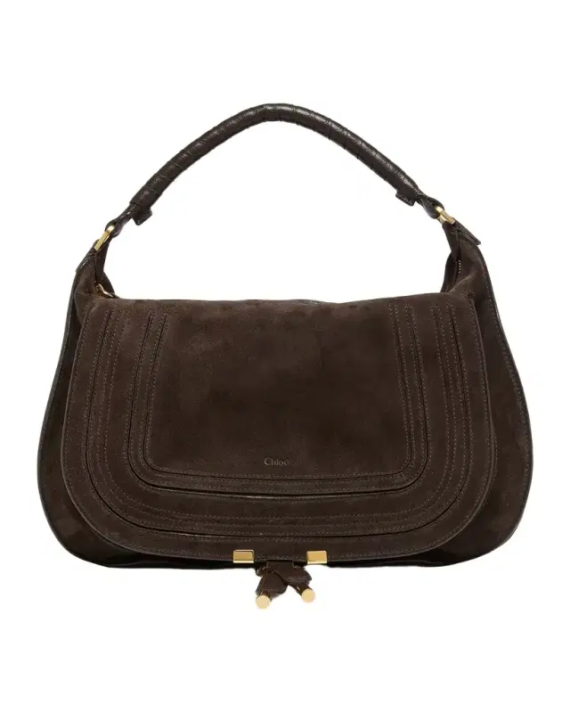 Chloe Marcie Large Saddle Shoulder Bag in Suede