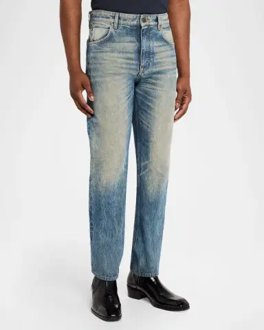 Balmain Men 's Slim Straight Leg Faded Denim Jeans | Thumbnail 4 Balmain Men 's Slim Straight Leg Faded Denim Jeans | Thumbnail 4