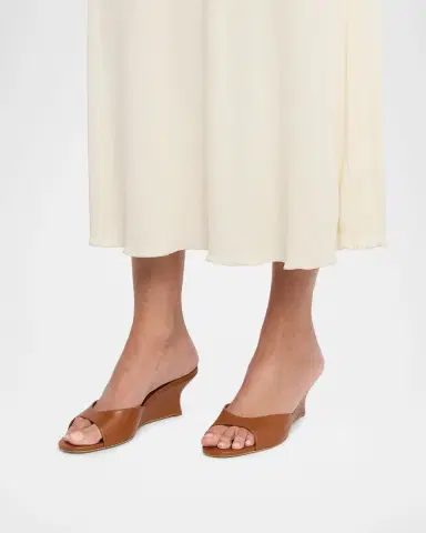 STAUD Brigitte Leather Wedge Mules | Thumbnail 2