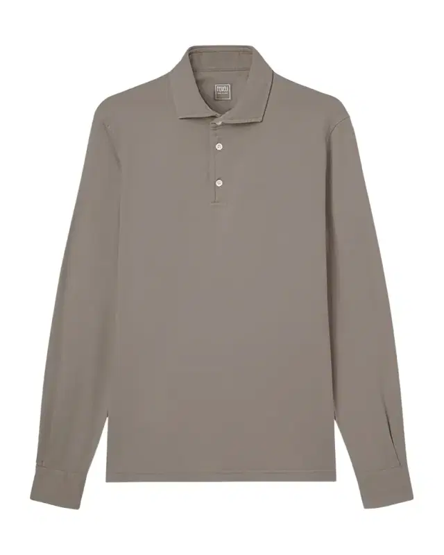 Men's Giza Cotton Long-Sleeve Pique Polo Shirt