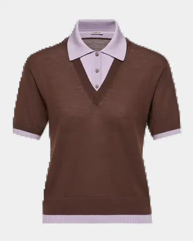 Moncler Short-Sleeve Layered Polo Sweater | Thumbnail 2 Moncler Short-Sleeve Layered Polo Sweater | Thumbnail 2