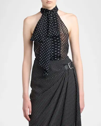 Tom Ford Polka-Dot Chiffon Neck-Tie Sleeveless Blouse | Thumbnail 4 Tom Ford Polka-Dot Chiffon Neck-Tie Sleeveless Blouse | Thumbnail 4