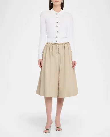 Brandon Maxwell Sutton Drawstring Wide-Leg Bermuda Shorts | Thumbnail 2