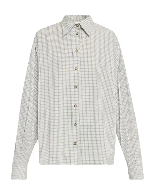 Harvey Check Button-Down Boyfriend Shirt