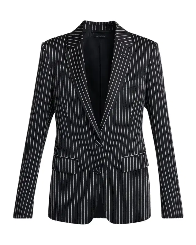TOM FORD Pinstripe Wool Single-Breasted Blazer Jacket