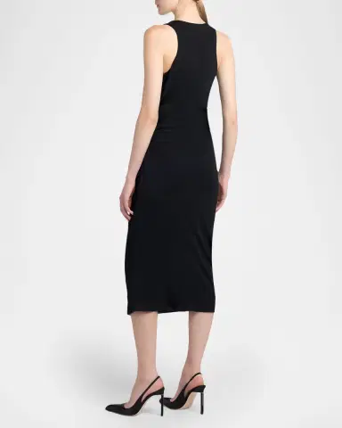 Tom Ford Buckle Gathered Crepe Jersey Sleeveless Midi Dress | Thumbnail 3 Tom Ford Buckle Gathered Crepe Jersey Sleeveless Midi Dress | Thumbnail 3