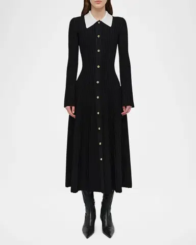 Simkhai Philippa Long-Sleeve Ribbed Midi Dress | Thumbnail 2