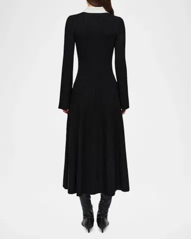 Simkhai Philippa Long-Sleeve Ribbed Midi Dress | Thumbnail 3