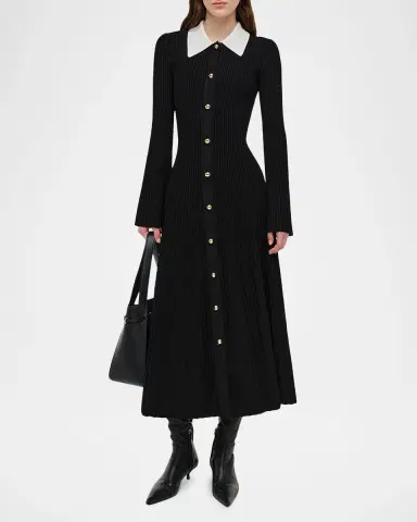 Simkhai Philippa Long-Sleeve Ribbed Midi Dress | Thumbnail 4