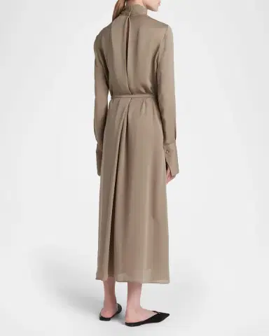 Tom Ford Washed Silk Georgette Belted Midi Dress | Thumbnail 3
