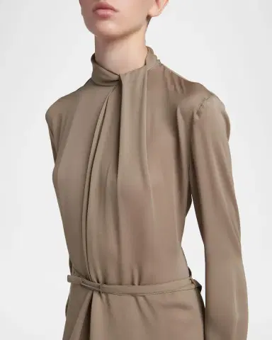 Tom Ford Washed Silk Georgette Belted Midi Dress | Thumbnail 5