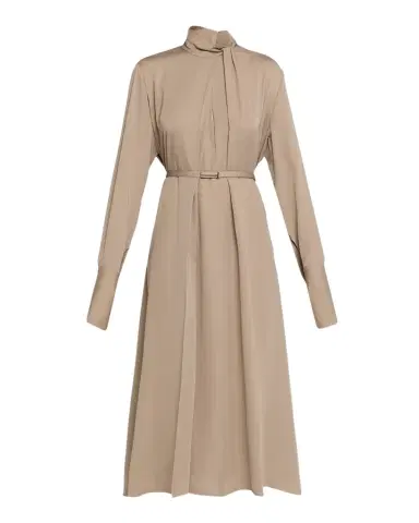 Tom Ford Washed Silk Georgette Belted Midi Dress | Thumbnail 1