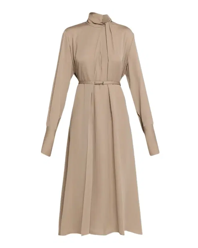 TOM FORD Washed Silk Georgette Belted Midi Dress