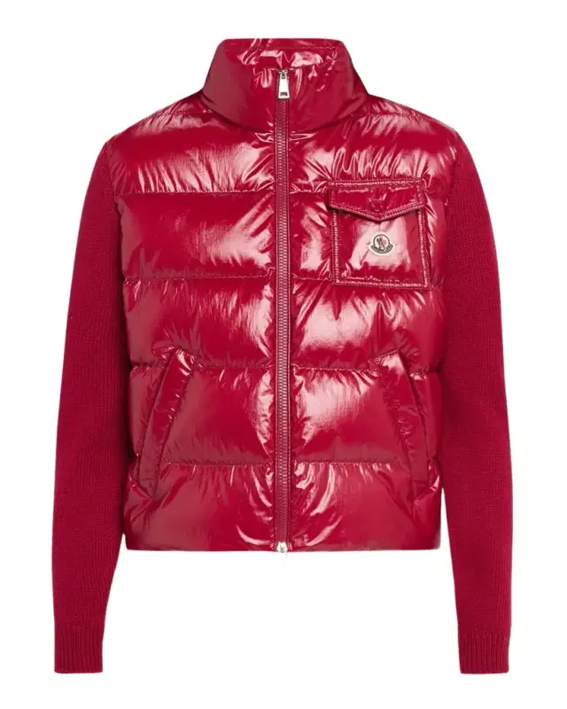 Moncler Padded Zip-Up Wool Cardigan