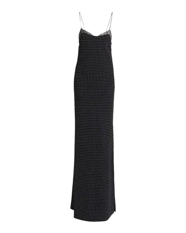 TOM FORD Polka Dot Silk Backless Maxi Slip Dress