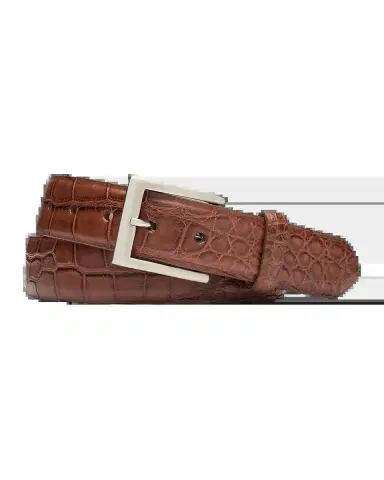 W. Kleinberg Men's Alligator Belt with Brushed Nickel Buckle | Thumbnail 2 W. Kleinberg Men's Alligator Belt with Brushed Nickel Buckle | Thumbnail 2