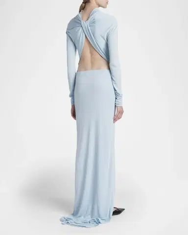 Tom Ford Long-Sleeve Twisted Open-Back Crepe Jersey Gown | Thumbnail 3 Tom Ford Long-Sleeve Twisted Open-Back Crepe Jersey Gown | Thumbnail 3