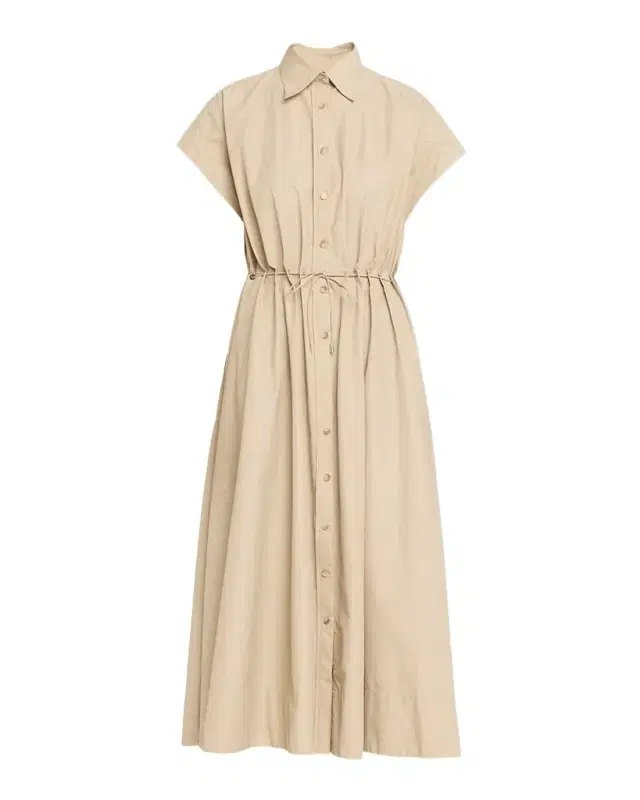 Blake Cap-Sleeve Drawstring Midi Shirtdress