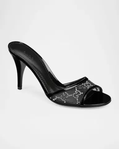 Gucci Erin Jeweled Leather Stiletto Sandals | Thumbnail 2